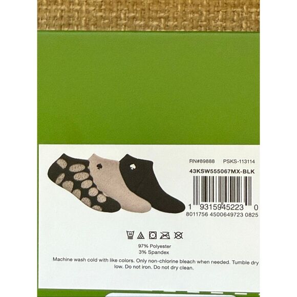 NWT Kate Spade Women's Pajamas Make-up Bag & Socks Gift Set Bundle Black Medium - Picture 10 of 16